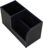 KINGFOM Desk Organizer Office Supplies Caddy Pu Leather Multi-function Storage Box Pen/Pencil,Cell phone, Business Name Cards Remote Control Holder Black
