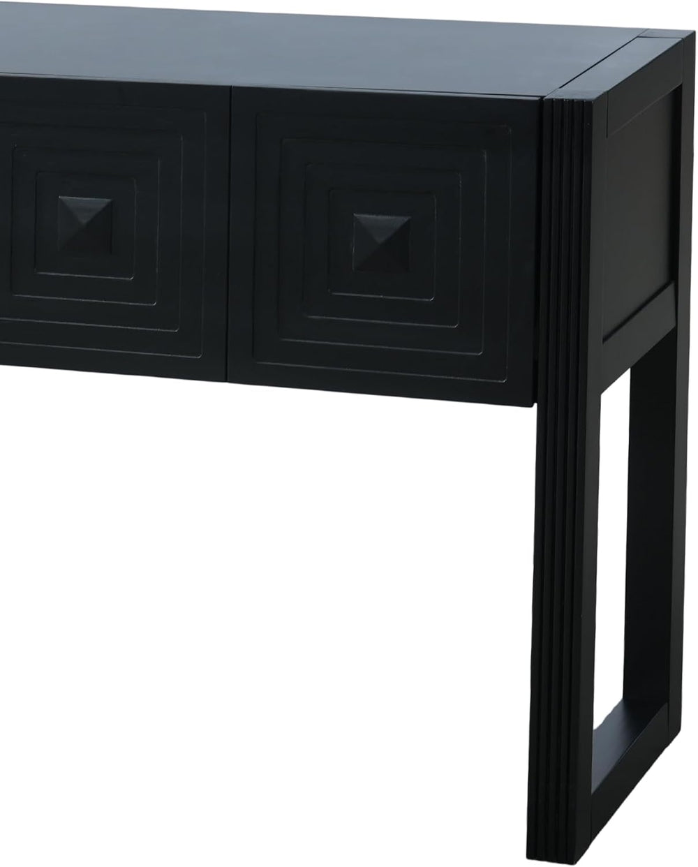 55 Inch Console Table with Geometric Carved Front | Pine wood and MDF build, ...