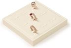 Oirlv Microfiber 9 Slots Jewelry Ring Display Tray Ring Display Organizer Tray(Beige)