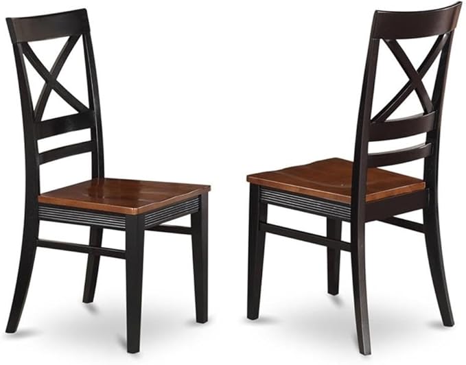 East West Furniture HLQU3-BCH-W 3 Piece Dining Table Set for Small Spaces Contains a Round Dining Room Table with Pedestal and 2 Wooden Seat Chairs, 42x42 Inch, Black & Cherry