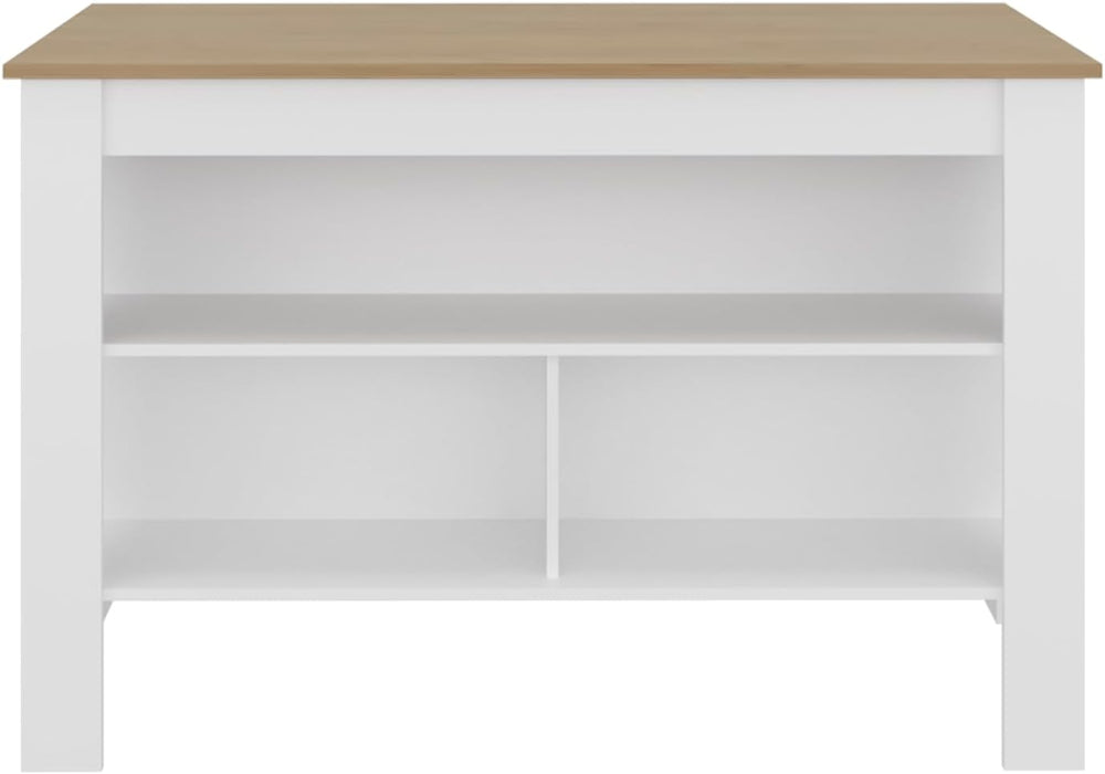 Kitchen Island with Open Storage Shelves for Home Organization | White and na...