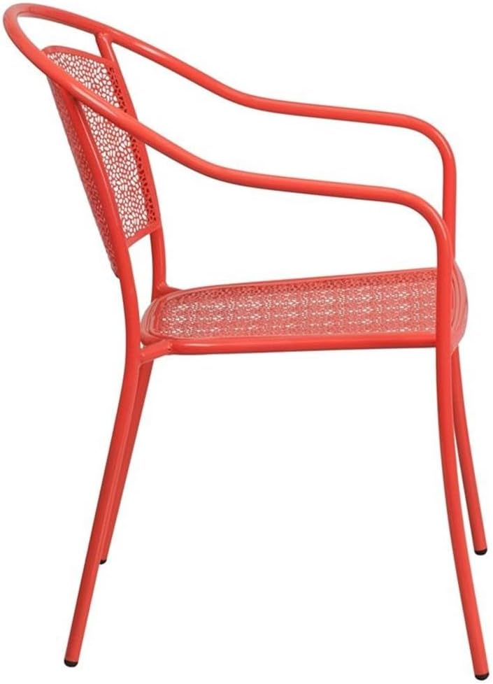 Flash Furniture Commercial Grade Coral Indoor-Outdoor Steel Patio Arm Chair w...