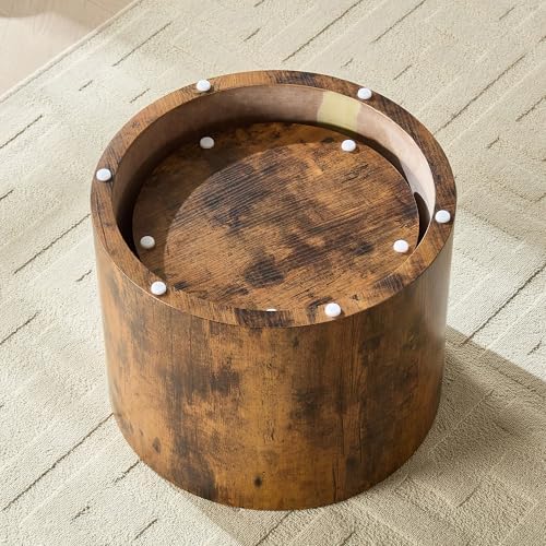 Nesting Coffee Table Set of 2, Modern Round Small Side Table Circle Accent En...