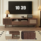 Bellemave TV Stand for up to 75", Solid Wood TV Consoles with Storage Drawer & Open Shelves, Modern Entertainment Center with Drop-Down Door Cabinet for Living Room, Bedroom (Dark Brown)