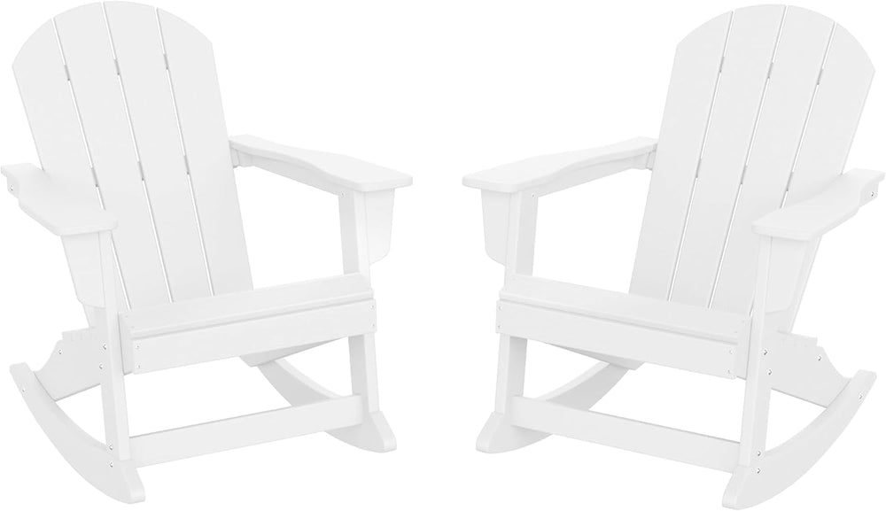HDPE Laguna Outdoor Rocking Poly Adirondack Chair (Set of 2), White