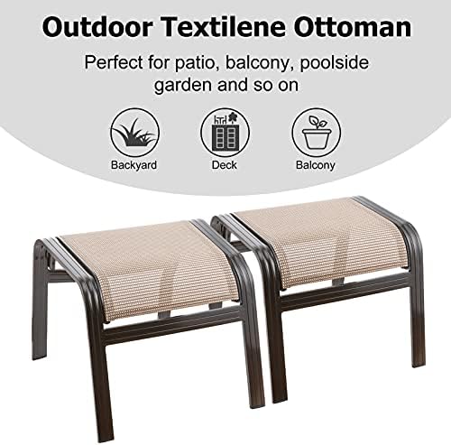 Outdoor Patio Footstools Aluminum Outdoor Ottomans Footrest Small Seating Wic...