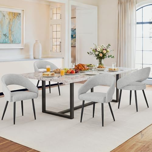 LUE BONA Modern Dining Chairs Set of 4, Light Grey