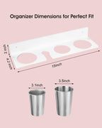 Hair Tool Organizer, Hair Dryer Holder with Heatproof Steel Cups, Acrylic Vanity Organizer for Curling Iron, Flat Iron & Hair Brushes, Perfect for Bathroom (White, Oversized)