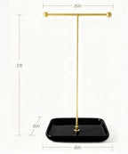 VROOMIUM Necklace Holder- Ceramic Base 1ft Height Jewelry Organizer Stand, Aesthetic Jewelry Hanger Display for Necklaces, Bracelets, Rings, Exhibidor de Collares-Mysterious Black