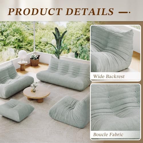 Generic Lazy Floor Sofa,Soft Corduroy One Seat Sofa,Minimalist Couches,Corner Relax Sofa Couch for Living Room Apartment Home Bedroom Office Floor Lounge(1 Seat,Green)