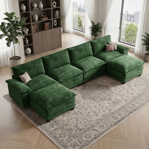 140" Modular Sectional Couch, U Shaped Cloud Sofa for Living Room | Comf...