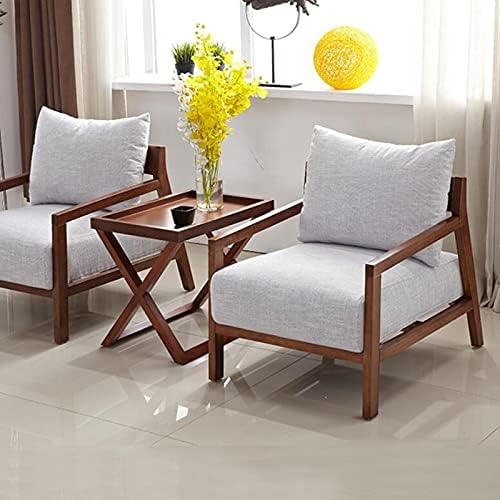 Telephone Table, Walnut Grain,Solid Wood Storage Tray X-Shaped Side Table,Tel...