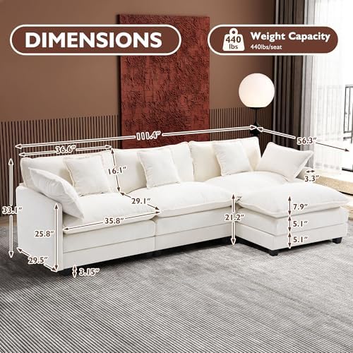 Ihanherry 111.4" L Shaped Modern Sofa Modular Sectional Cloud Couch with...