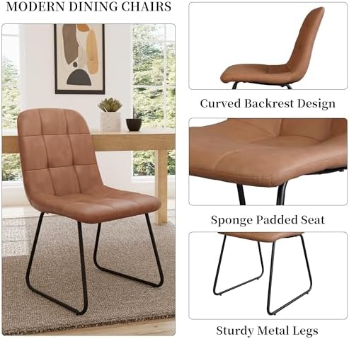 HIPIHOM 45.3 Inch Round Dining Table Set for 4, Mid Century Modern Small Coff...