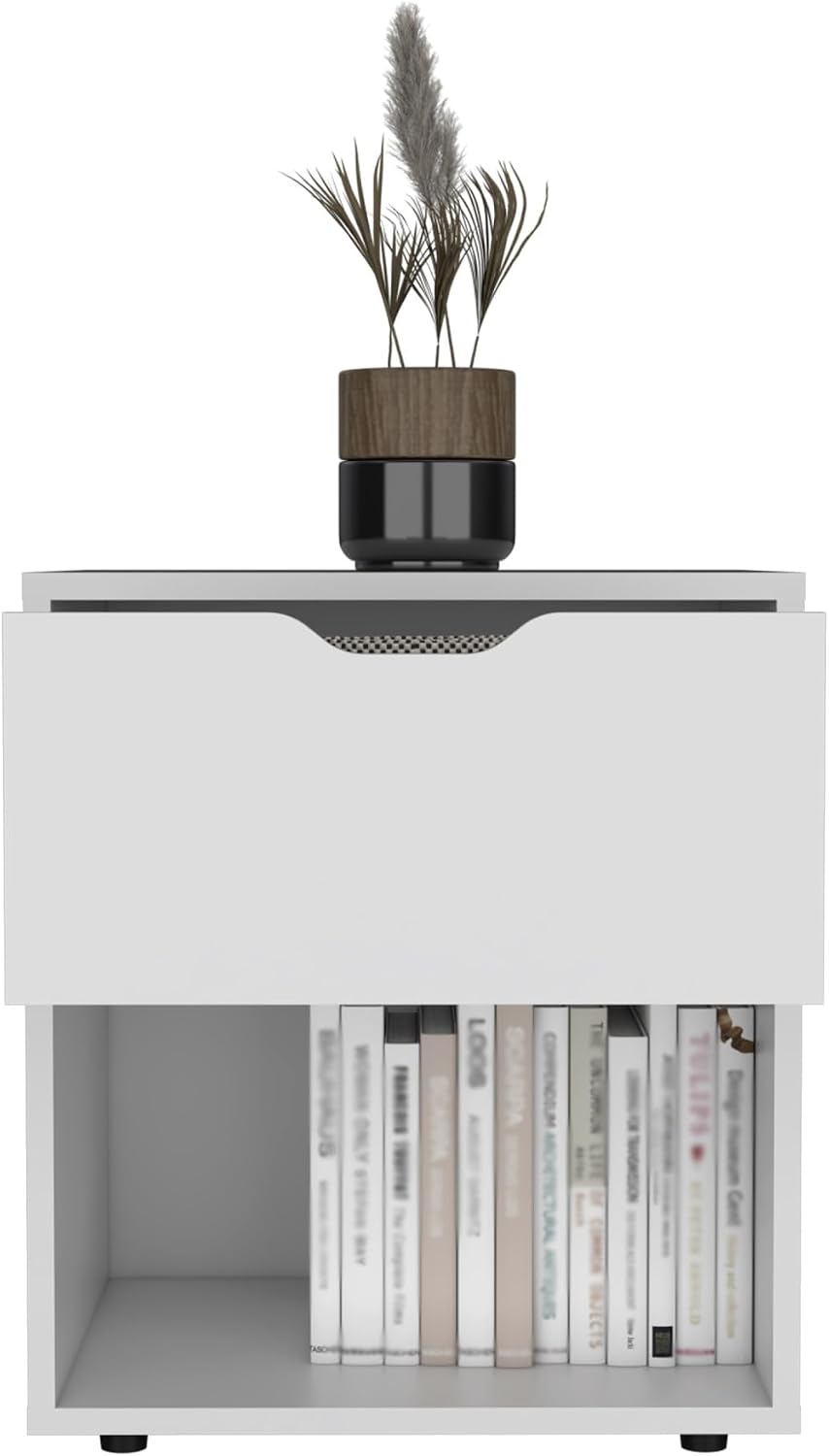 19.7-Inch High Nightstand End Table with Open Shelf ﻿,for Small Spaces