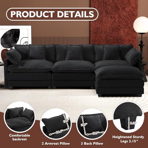 Ihanherry 111.4" L Shaped Modern Sofa Modular Sectional Cloud Couch with...