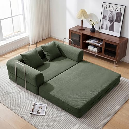 53.15'' Convertible Compressed Corduroy Folding Cloud Sofa Bed, Moder...