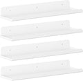 Lifewit Floating Shelves for Wall, 4 Pack White Acrylic Shelf 15" Room Decor for Bookcase/Vinyl Record Display/Photo/Picture in Bedroom, Living Room, Bathroom, Kitchen Storage and Organization