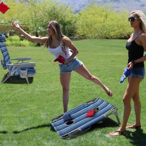 Backpack Beach Chair Aluminum 2 Pack with Folding Camping Table 5-Position La...