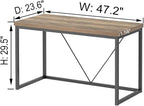 FOLUBAN Modern Home Office Desk, Rustic Wood and Metal Computer Desk, Industrial Study Writing Gaming Table Workstation, Vintage Laptop PC Desk, Oak 47 Inch