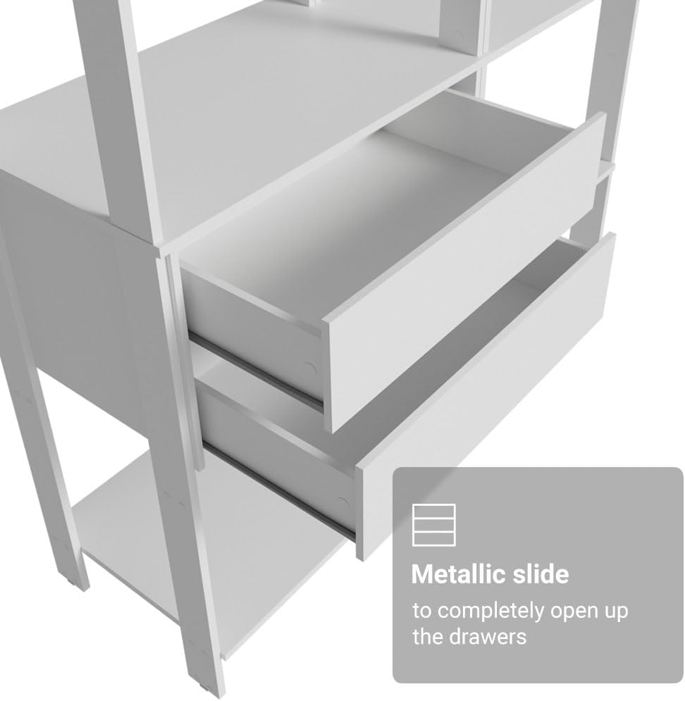 Madesa Kitchen Pantry Storage Rack with 2 Drawers, 7 Shelves and Hanging Spac...