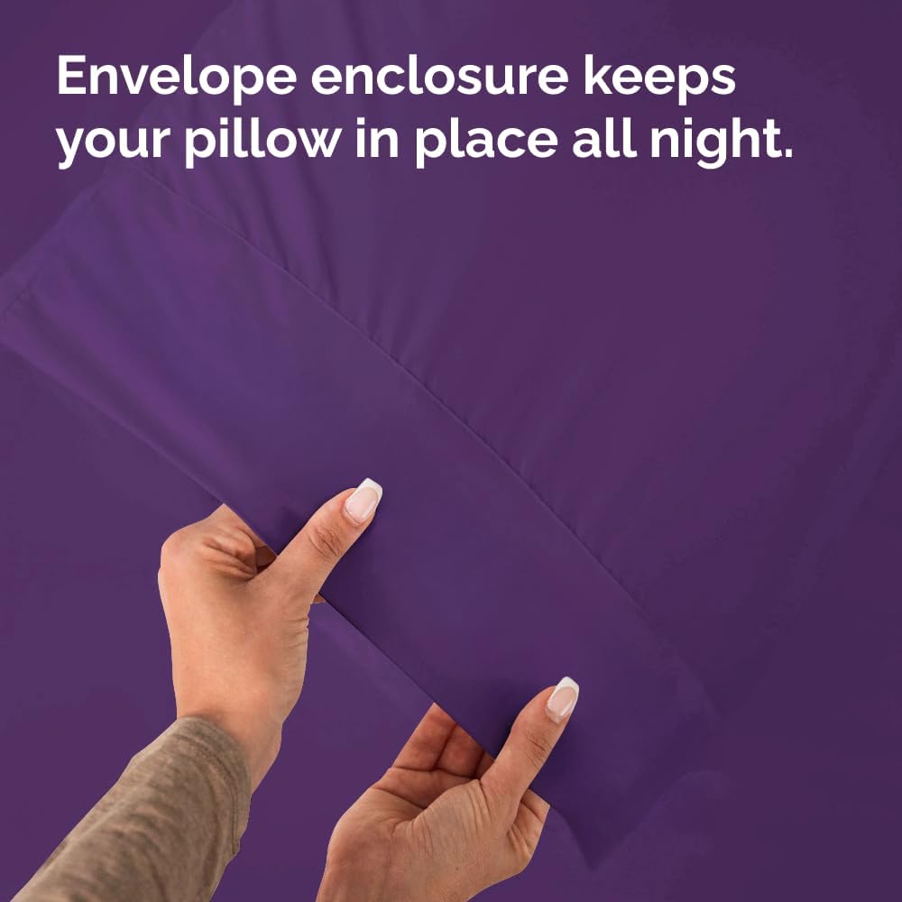 Queen Pillow Cases - 4 Pack - Super Soft Pillowcase Covers - Envelope Enclosure - Hotel Quality Pillow Protectors - Wrinkle Free, Fade, Shrink & Stain Resistant - Machine Washable - 20" x 30" (Purple)