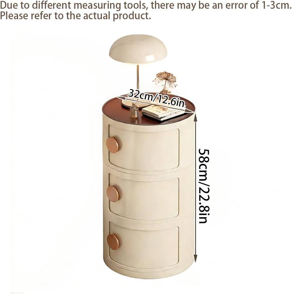 Minimal Style Bedside Table, Stylish Round Storage Cabinet, Creative Plastic ...