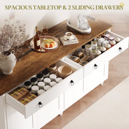 4 EVER WINNER 55" Buffet Cabinet with Storage and Drawers, Large Sideboa...