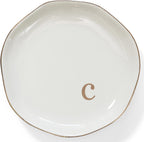 HOME SMILE Initials Ring Holder Jewery Tray with Personalized C-Monogrammed Engagement Wedding Gifts for Friends,Sister,Birthday Christmas Gifts for Women,Ceramic White