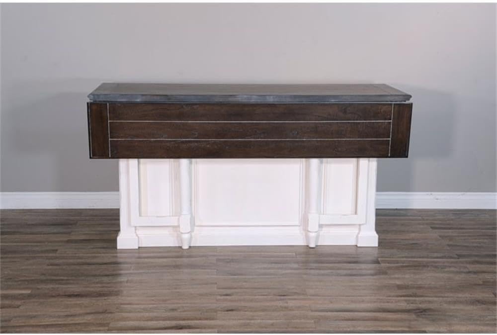 Pemberly Row 71.5" x 38" Farmhouse Wood Kitchen Island with Adjustable Shelves, Ample Storage Space, in White & Dark Brown Finish