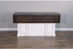 Pemberly Row 71.5" x 38" Farmhouse Wood Kitchen Island with Adjustable Shelves, Ample Storage Space, in White & Dark Brown Finish