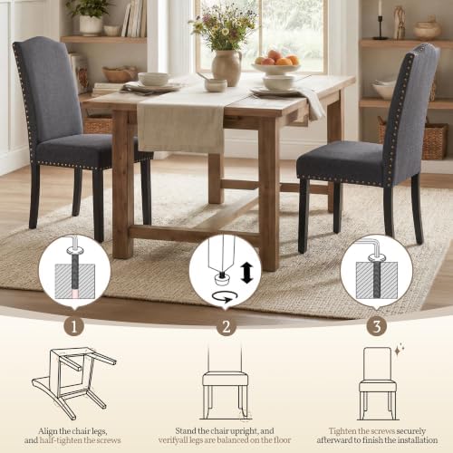 Yaheetech Dining Chairs Set of 4 High Back Parson Chairs Dark Gray