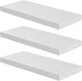 Floating Shelf, Set of 3 Wall Shelf, 24 in W x 12.75 in D x 2 in H Wooden Floating Wall Shelf with Invisible Brackets for Living Room/Bedroom/Bathroom/Kitchen Storage and Decor, White