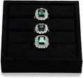 Black Velvet 3-Slots Jewelry Ring Display Tray Showcase Small Jewelry Display Organizer Tray for Rings(S)