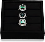 Black Velvet 3-Slots Jewelry Ring Display Tray Showcase Small Jewelry Display Organizer Tray for Rings(S)
