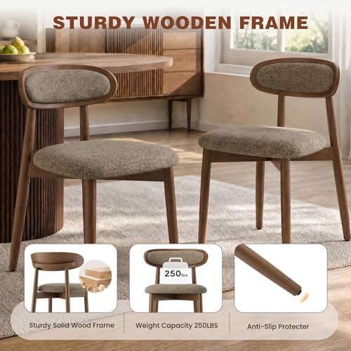 Dining Chairs Set of 6, Upholstered Dining Room Chairs with Solid Wood Legs |...