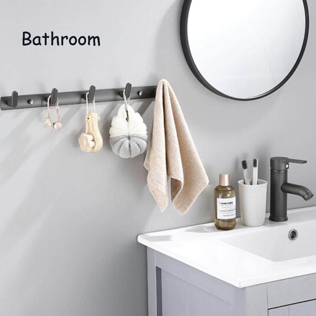 Gxfctys Coat Rack Wall Mount, Modern Wall Hooks for Hanging Coat Clothes Hats Bags with 4 Hooks, Space Aluminum Black Towel Rack for Kitchen Entryway Bathroom Bedroom (Style 1, 4 Hooks)