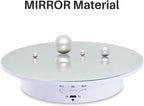 Rotating Display Stand Turntable Stand Black Spinning Stand for Product Shows with Telecontroller,7.87inch /17.6lbs Max Load,White Round