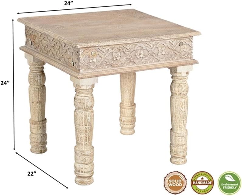 Pemberly Row 3-Piece Solid Mango Wood Living Room Table Set, Weathered Finish...