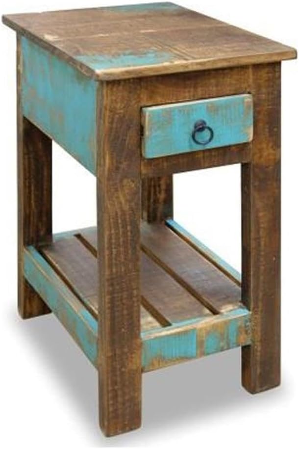 Crafters and Weavers La Boca Blue Side Table in Multi-Color