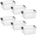 Superio Clear Storage Boxes with Lids, 3.5 Quart Plastic Container Bins for Organizing, Stackable Crates, BPA Free, Non Toxic, Odor Free, Organizers for Home, Office and Dorm, 6 Pack