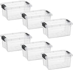 Superio Clear Storage Boxes with Lids, 3.5 Quart Plastic Container Bins for Organizing, Stackable Crates, BPA Free, Non Toxic, Odor Free, Organizers for Home, Office and Dorm, 6 Pack