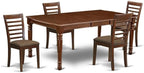 East West Furniture DOML5-MAH-C 5 Piece Dining Room Table Set Includes a Rectangle Kitchen Table with Butterfly Leaf and 4 Linen Fabric Upholstered Dining Chairs, 42x78 Inch, Mahogany