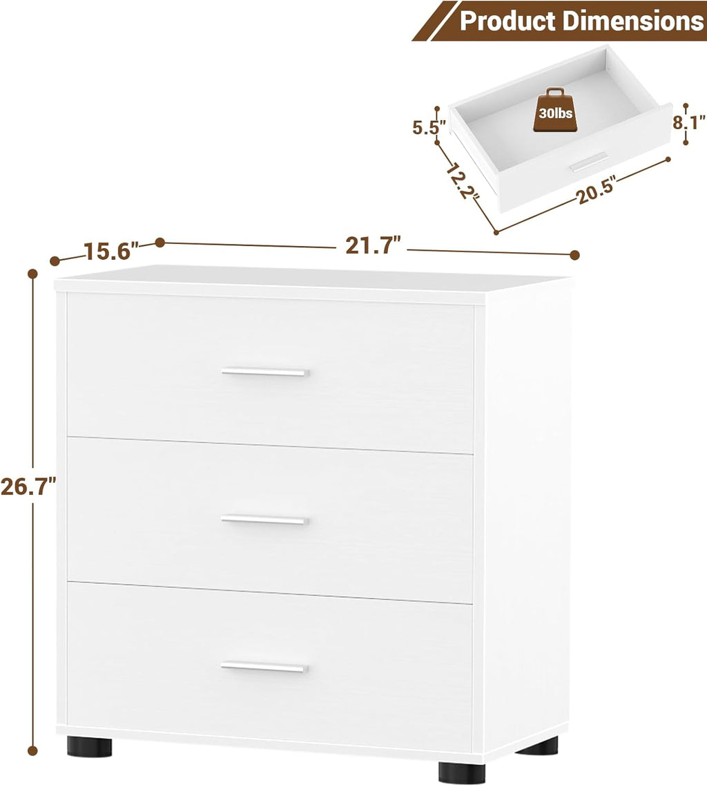 Aheaplus Closet Drawers Set of 2, Wood Closet Organizers and Storage with 3 Drawers, Closet Drawers Organizer System, Nightstands Bedside End Table with 3 Drawers Storage for Bedroom, White