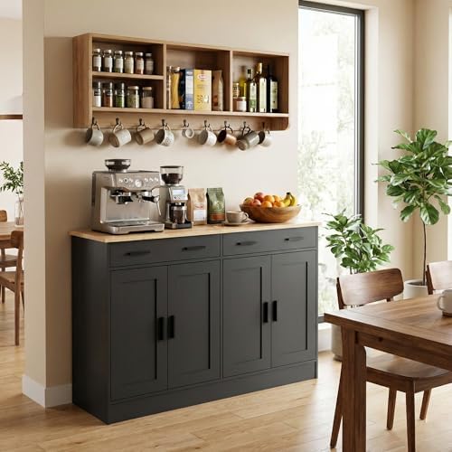 Anystyle 53" Black Buffet Cabinet with Storage, Kitchen Sideboard Buffet...