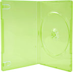 Maxtek 14mm Transparent Green Standard Single Capacity DVD Case with Outter Clear Sleeve Compatible for Xbox Game Discs, 100 Pieces Pack