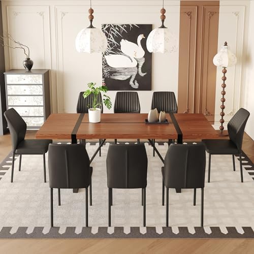 9 Piece Dining Table Set, 86.6'' Dining Table Set for 8,Wooden Table ...
