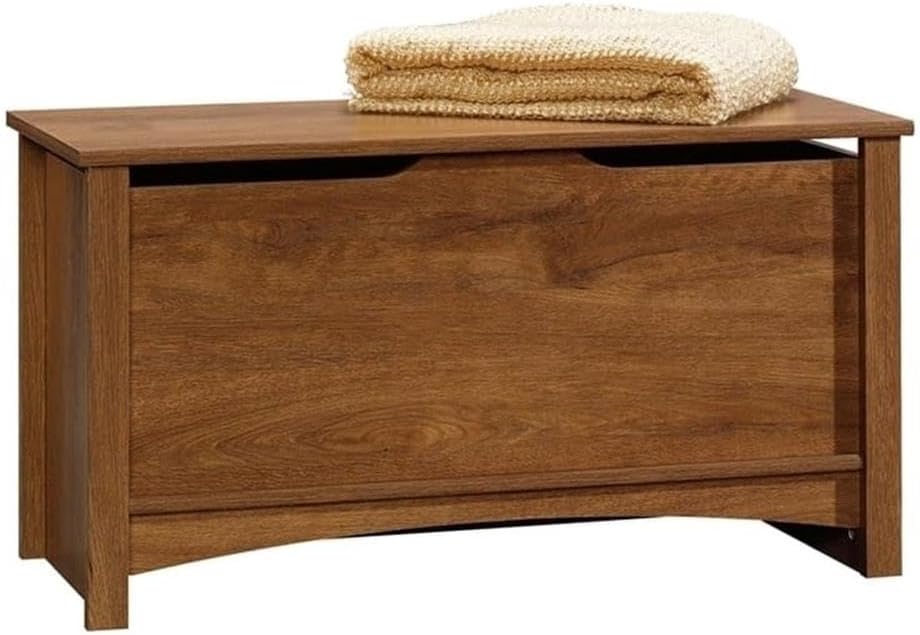 Pemberly Row Farmhouse Engineered Wood Storage Chest, Oiled Oak Finish, 35.25...