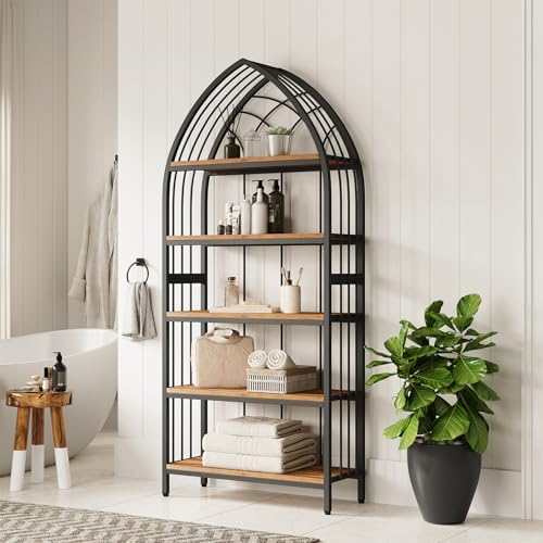 LITTLE TREE 74.8" Tall Bookshelf, 5-Tier Heavy Duty Bookcase, Large Load...