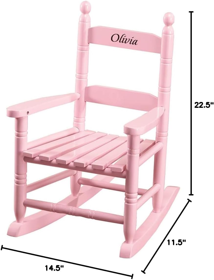 Miles Kimball Custom Pink Children's Rocker - Black Font